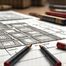Boceto de diseño de interiores profesional.