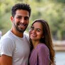Retrato de la pareja Marcos y Sofía, clientes satisfechos.