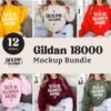 Professional Gildan 18000 Sweatshirt Mockup Bundle G180 Crewneck Mock up Collection