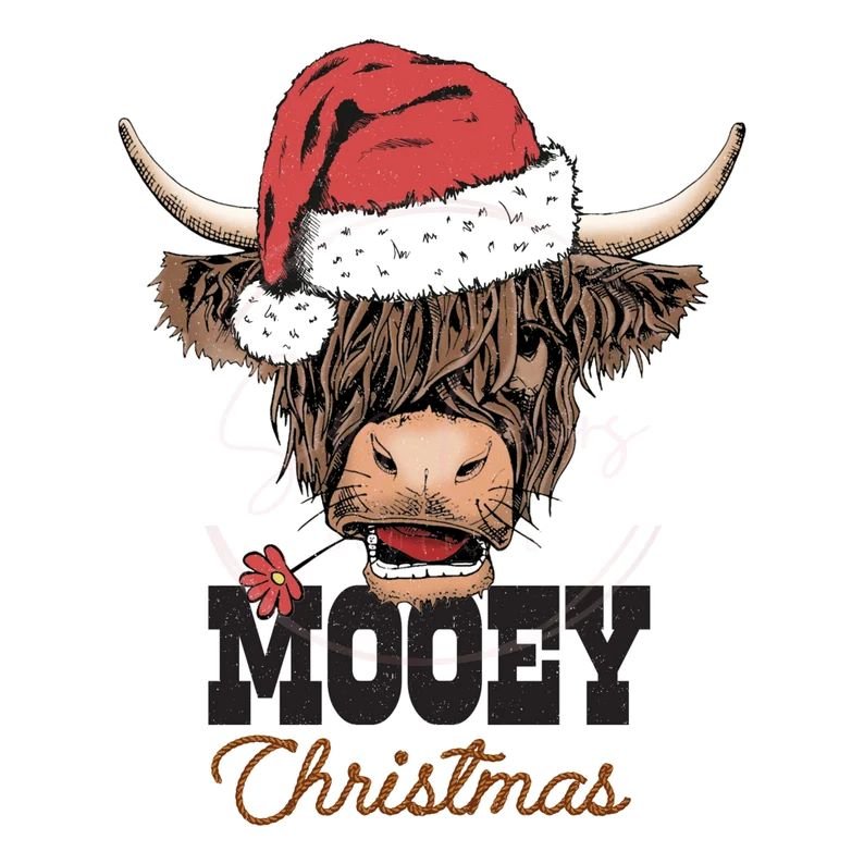 Christmas Cow PNG Sublimation Design – Mooey Christmas Shirt