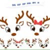 Christmas Reindeer Faces SVG PNG Bundle