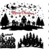 Christmas Scene Bundle SVG  Santa  and Merry Christmas Clipart   SVG Cut Files