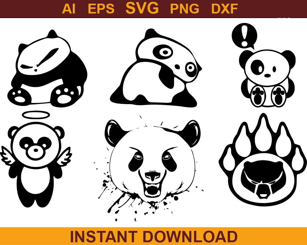 Adorable Panda SVG Bundle with Instant Download   Perfect for Cricut and More