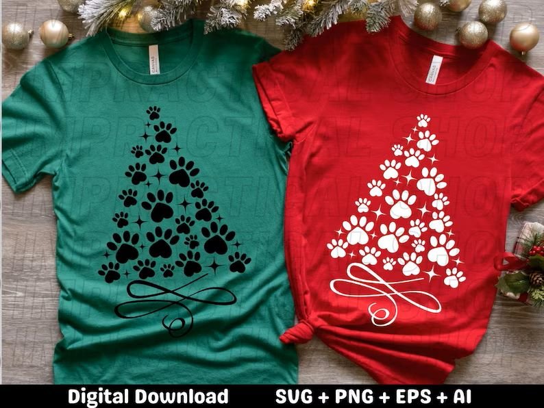 Christmas Paw Tree SVG  Cricut & Silhouette Digital Download  Be Real SVG