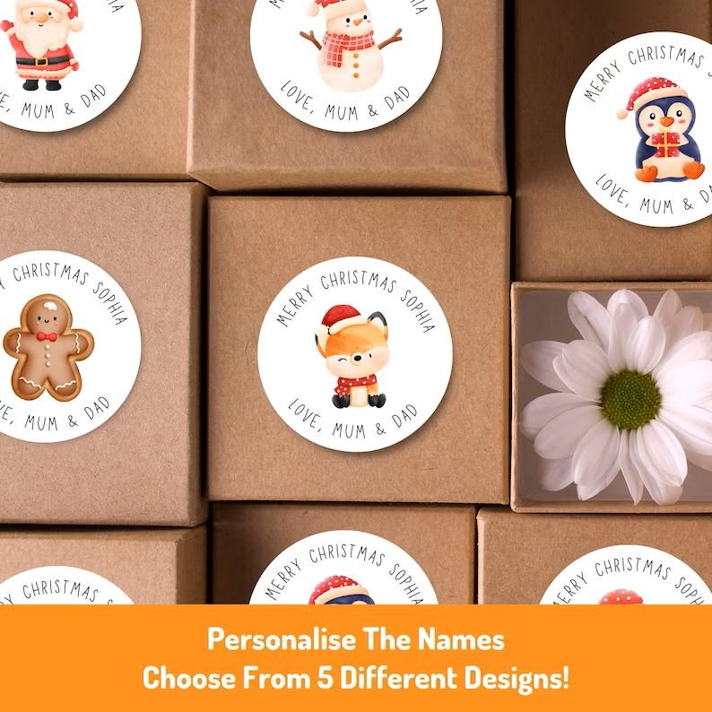 Custom Christmas Stickers for Personalized Gift Wrapping - Labor Per Hour