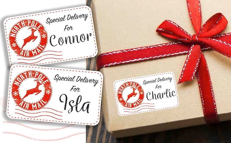 Custom Santa Special Delivery Christmas Stickers & Gift Labels