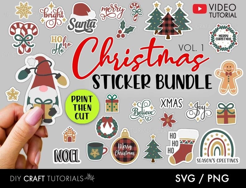 Custom Christmas Sticker Bundle with SVG Files – Festive and Fun!