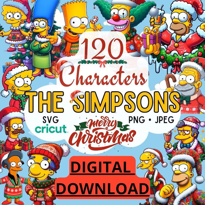 Simpsons Christmas SVG  Clipart  and Digital Download   Perfect for Your Holiday Projects