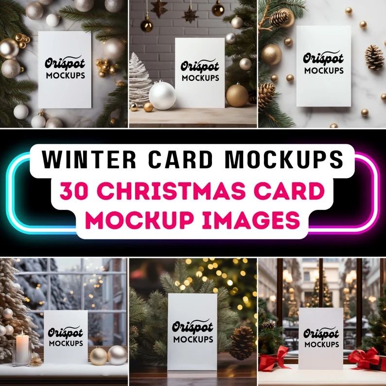 I will provide Christmas Card Mockup Bundle Blank Card Mockup Winter Card Mockup