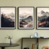 I will provide 3 Piece Watercolor winter mountain lake landscape wall art