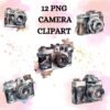 I will create Watercolor Camera PNG and Printable Digital Download Travel Camera clipart bundle