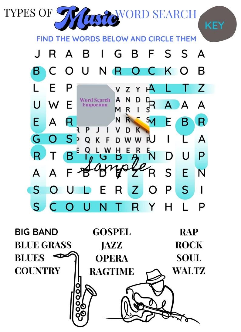I will provide Musical Word key  Search Puzzle  Fun For All Ages To Find Music And Unwind With This Engaging Game    Explore Musical Genres With This Word Search
